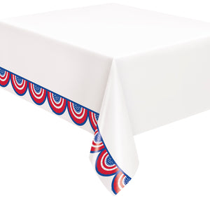 American Flag Patriotic Paper Table Cover, 54" x 84", 1ct