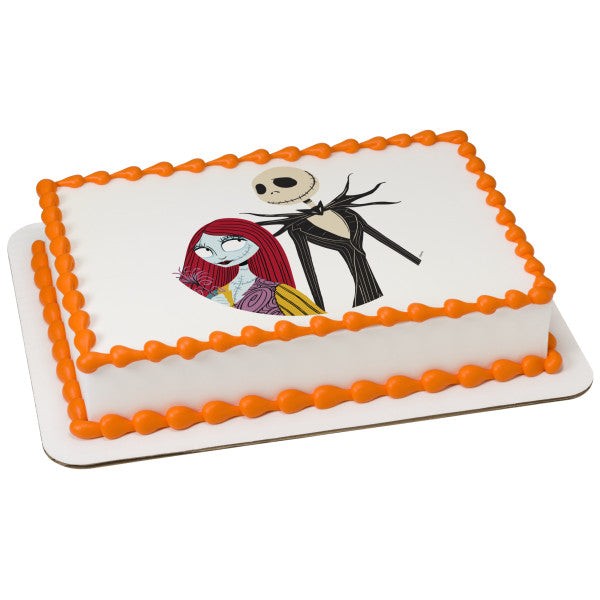Disney Tim Burton's The Nightmare Before Christmas Jack Skellington & Sally Edible Cake TopperImage