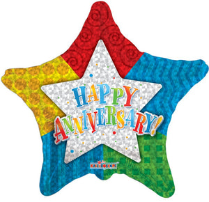Happy Anniversary Star 18" Foil Balloon, 1ct