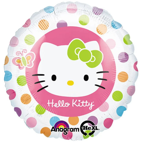 Hello Kitty Rainbow Polka Dots 18" Round Foil Balloon, 1ct