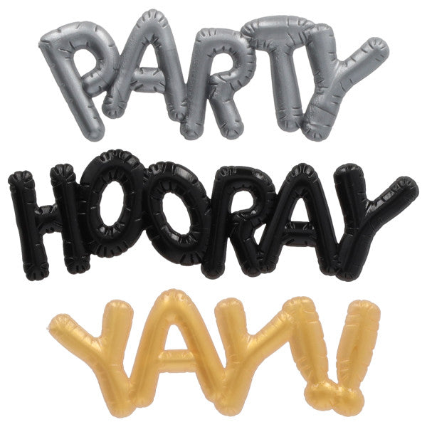 Mini Metallic Balloon Words Cupcake Layon 12ct