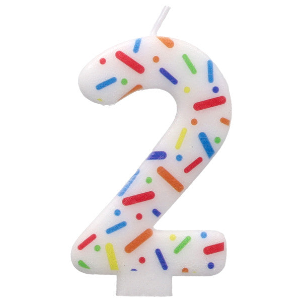 2 Rainbow Sprinkle Numeral Candles