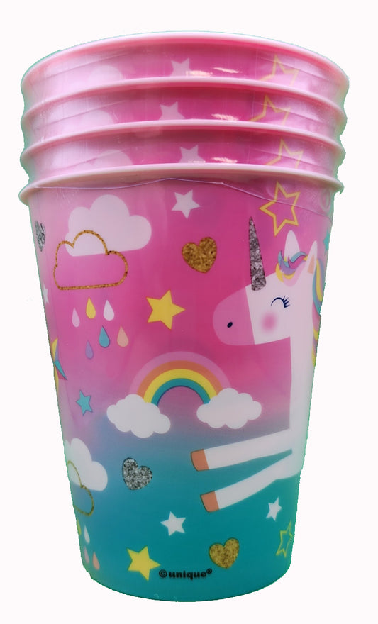 Unicorn 10oz Plastic Stadium Cups, 4ct