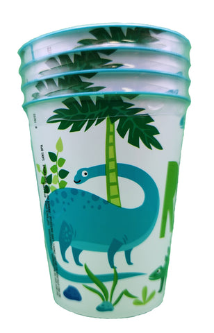 Blue & Green Dinosaur "ROAR" 10oz Plastic Stadium Cups, 4ct