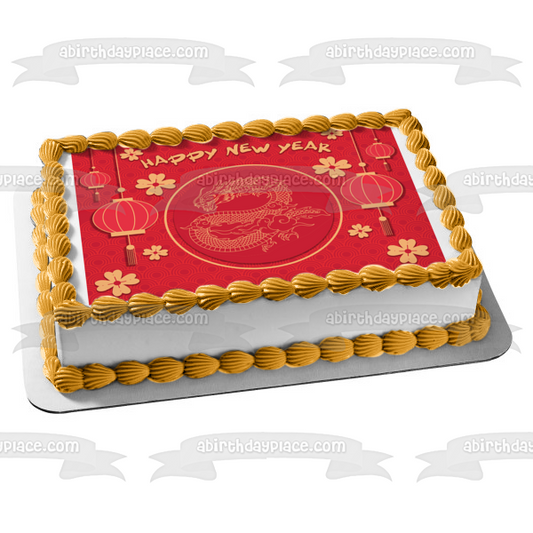 Año Nuevo Chino 2024 Año Lunar del Dragón Linternas Adorno comestible para tarta Imagen ABPID57777