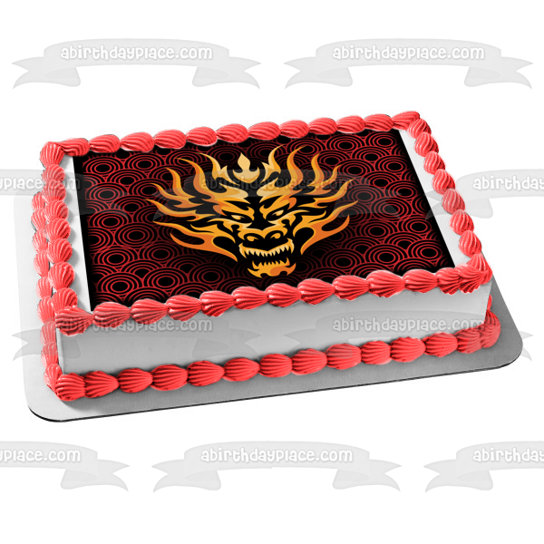 Black, Red, and Gold Chinese New Year 2024 Lunar Year of the Dragon Edible Cake Topper Image ABPID57780