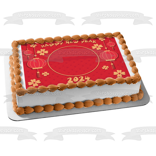 Marco de imagen comestible para decoración de tarta con farolillos de Año Nuevo chino ABPID57781