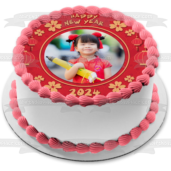 Chinese New Year Lanterns Edible Cake Topper Image Frame ABPID57781