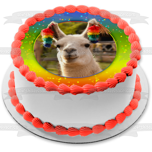 Festive Llama with Earrings Edible Cake Topper Image ABPID57783
