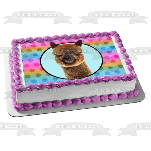 Grumpy Fluffy Alpaca Edible Cake Topper Image ABPID57785