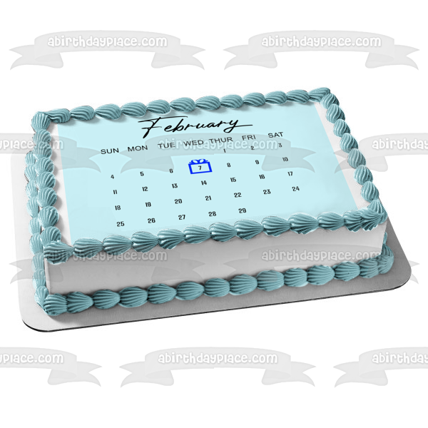 Customizable Blue Calendar Edible Cake Topper Image ABPID57787