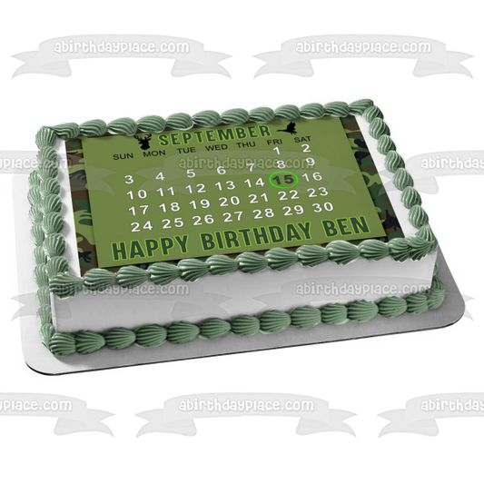 Customizable Camo Calendar Edible Cake Topper Image ABPID57788