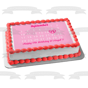 Customizable Pink Calendar Edible Cake Topper Image ABPID57789