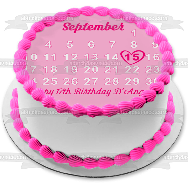 Customizable Pink Calendar Edible Cake Topper Image ABPID57789