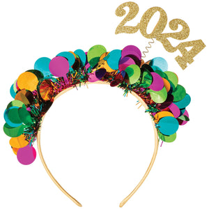 Colorful Confetti 2024 Metallic Headband, 1ct