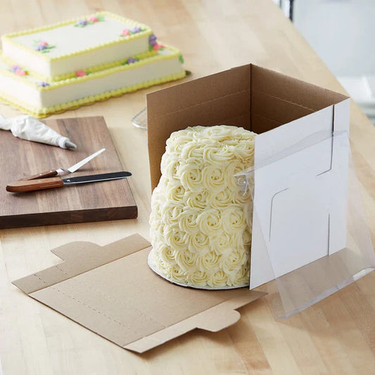 10" x 10" x 12" Flexbox White Adjustable Cake / Bakery Box
