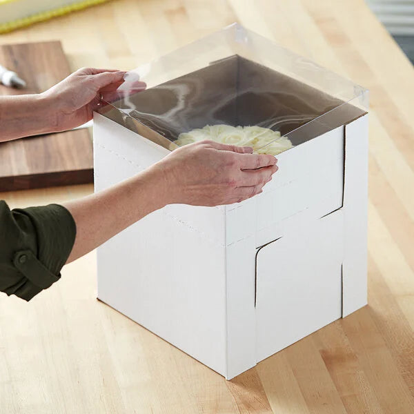 10" x 10" x 12" Flexbox White Adjustable Cake / Bakery Box
