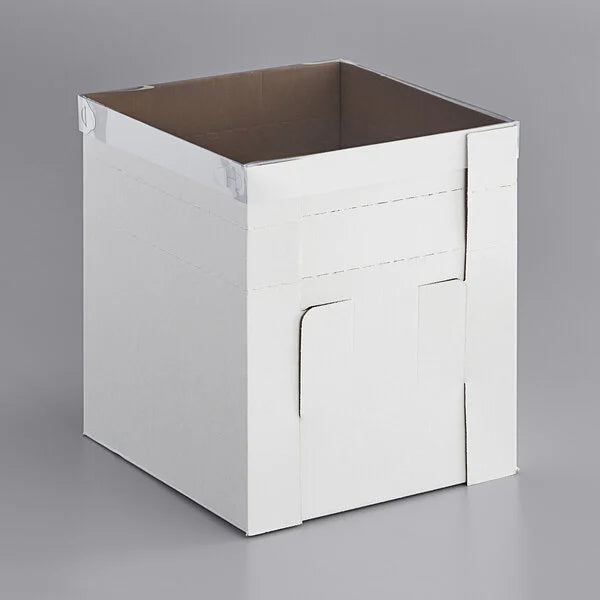 10" x 10" x 12" Flexbox White Adjustable Cake / Bakery Box
