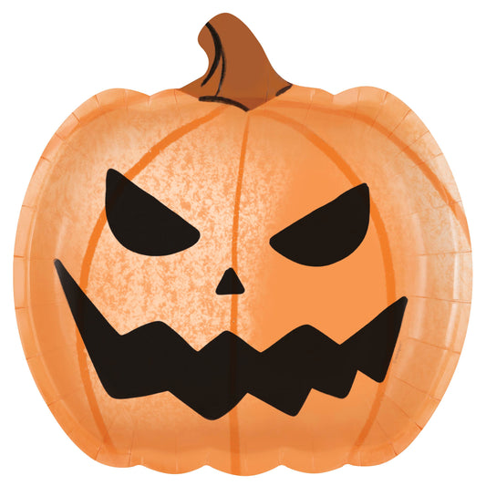 Bats & Boos Halloween Jack-o-Lantern Shaped Dinner Plates, 8ct