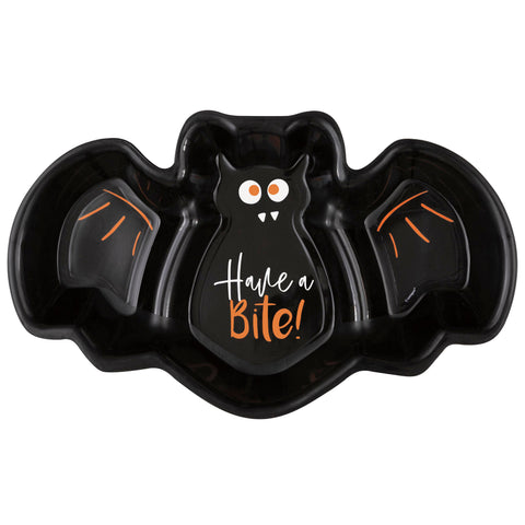 Bats & Boos Halloween "Have a Bite" Bat Shaped Plastic Serving Tray, 1ct