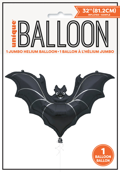 Black Bat Giant Shaped 32" Foil Balloon, 1ct