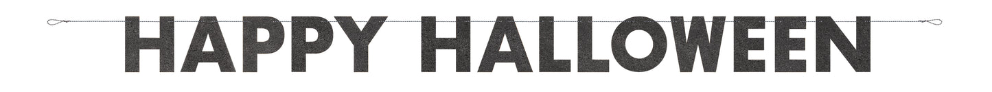 Pancarta de 9 pies con purpurina negra Feliz Halloween