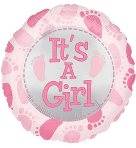 Cute Baby Feet It's A Girl 18" Foil Balloon, 1ct
