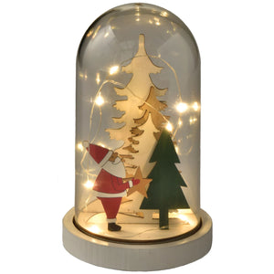 Santa and Trees Light-Up Wooden Decoration, 1ct