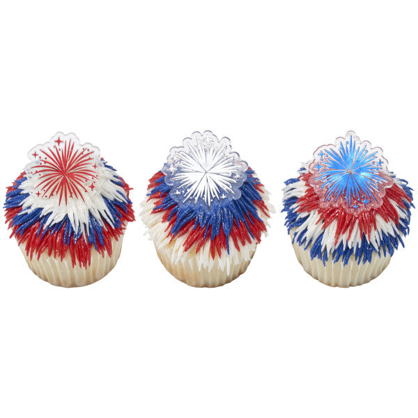 Foil Fireworks Cupcake Rings 12ct