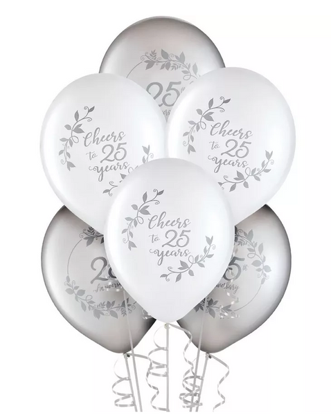 Happy 25th Anniversary 12" Latex Balloons, 15ct