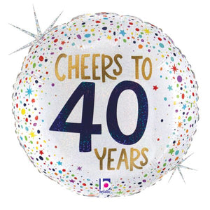 Cheers to 40 Years Holographic 18" Foil Balloon, 1ct