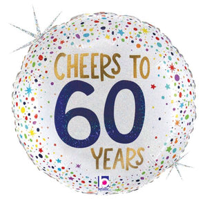Cheers to 60 Years Holographic 18" Foil Balloon, 1ct