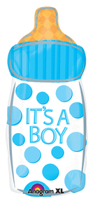 It's A Boy Baby Bottle 23" Foil Balloon, 1ct