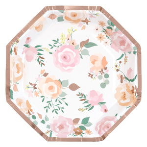 Pink Blooms Octagon Shaped 8.25" Plates, 8ct