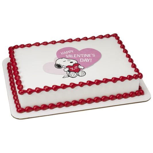 Peanuts® Snoopy® Happy Valentine's Day Edible Cake Topper Image