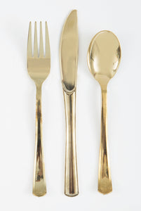 Gold Solid Assorted Plastic Cutlery, 18pc