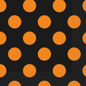 Orange & Black Dots Beverage Napkins, 16ct