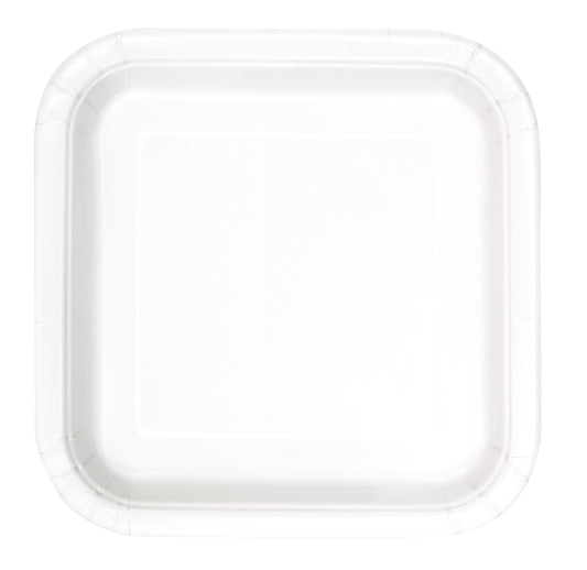 White Solid Square 7" Dessert Plates, 16ct