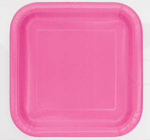 Hot Pink Solid Square 7" Dessert Plates, 16ct