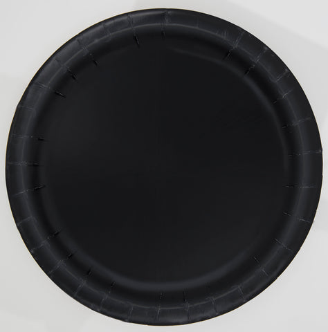 Black Solid Round 9" Dinner Plates, 16ct