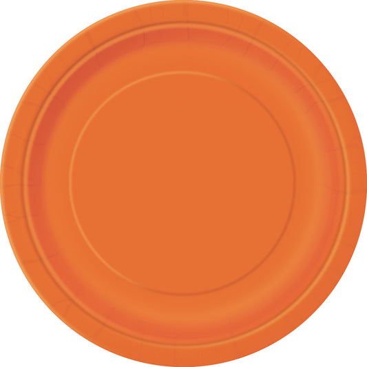 Pumpkin Orange Solid Round 7" Dessert Plates, 8ct
