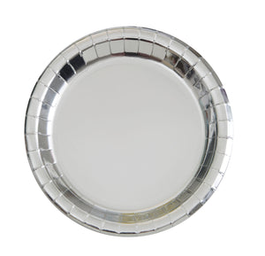 Silver Foil Round 9" Dinner Plates, 8ct