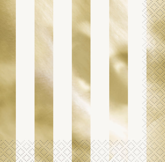 Gold Foil Stripes Luncheon Napkins, 16ct