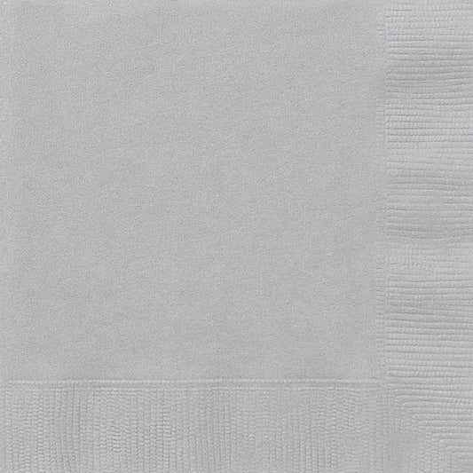 Silver Solid Beverage Napkins, 20ct