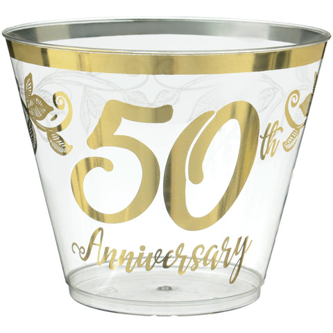 Happy 50th Anniversary Plastic 9oz Tumblers, 30ct