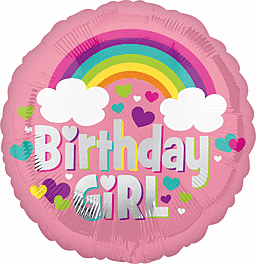 Birthday Girl Rainbow Run 17" Round Foil Balloon, 1ct