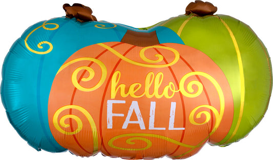 Globo de aluminio Hello Fall Pumpkins de 29", 1 unidad