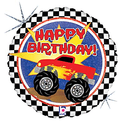 Monster Truck Birthday 18" Round Foil Balloon, 1ct