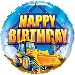 Construction Zone Birthday 18" Round Foil Balloon, 1ct