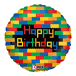 Birthday Blocks 18" Round Foil Balloon, 1ct